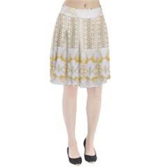 Ivory Marble  In Gold By Flipstylez Designs Pleated Skirt by flipstylezfashionsLLC