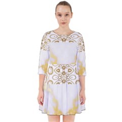 Ivory Marble  In Gold By Flipstylez Designs Smock Dress by flipstylezfashionsLLC