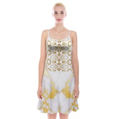 Ivory Marble  In Gold By Flipstylez Designs Spaghetti Strap Velvet Dress