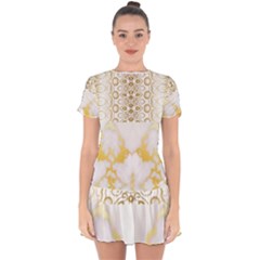 Ivory Marble  In Gold By Flipstylez Designs Drop Hem Mini Chiffon Dress by flipstylezfashionsLLC