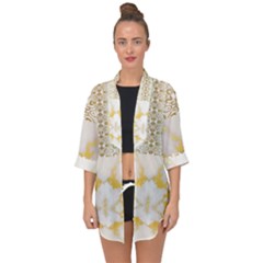 Ivory Marble  In Gold By Flipstylez Designs Open Front Chiffon Kimono