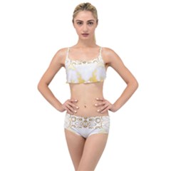 Ivory Marble  In Gold By Flipstylez Designs Layered Top Bikini Set