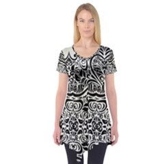 Vintage Black Swirls By Flipstylez Designs Short Sleeve Tunic  by flipstylezfashionsLLC