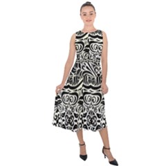 Vintage Black Swirls By Flipstylez Designs Midi Tie-back Chiffon Dress