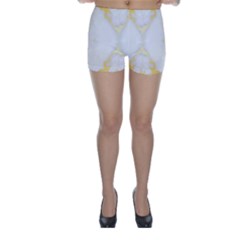 White Marble Pattern By Flipstylez Designs Skinny Shorts