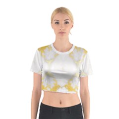 White Marble Pattern By Flipstylez Designs Cotton Crop Top by flipstylezfashionsLLC