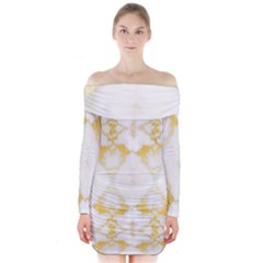 White Marble Pattern By Flipstylez Designs Long Sleeve Off Shoulder Dress by flipstylezfashionsLLC