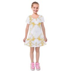 White Marble Pattern By Flipstylez Designs Kids  Short Sleeve Velvet Dress