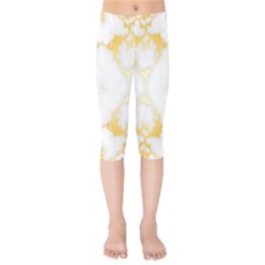 White Marble Pattern By Flipstylez Designs Kids  Capri Leggings  by flipstylezfashionsLLC