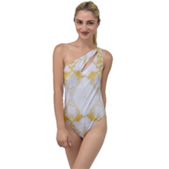 White Marble Pattern By Flipstylez Designs To One Side Swimsuit