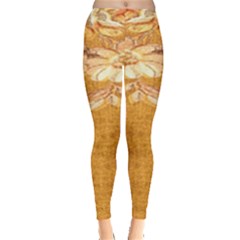 Golden Sunrise Pattern Flowers By Flipstylez Designs Leggings  by flipstylezfashionsLLC