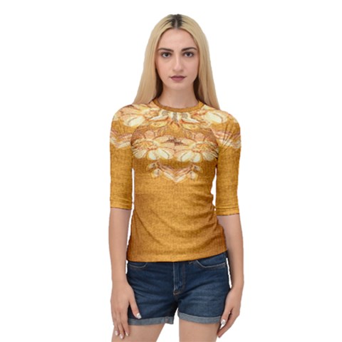 Golden Sunrise Pattern Flowers By Flipstylez Designs Quarter Sleeve Raglan Tee by flipstylezfashionsLLC