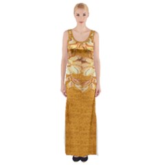 Golden Sunrise Pattern Flowers By Flipstylez Designs Maxi Thigh Split Dress by flipstylezfashionsLLC