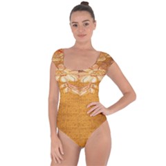 Golden Sunrise Pattern Flowers By Flipstylez Designs Short Sleeve Leotard  by flipstylezfashionsLLC