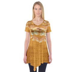 Golden Sunrise Pattern Flowers By Flipstylez Designs Short Sleeve Tunic  by flipstylezfashionsLLC