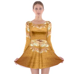 Golden Sunrise Pattern Flowers By Flipstylez Designs Long Sleeve Skater Dress by flipstylezfashionsLLC