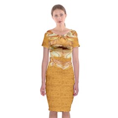 Golden Sunrise Pattern Flowers By Flipstylez Designs Classic Short Sleeve Midi Dress by flipstylezfashionsLLC