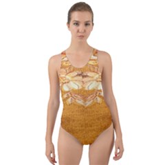 Golden Sunrise Pattern Flowers By Flipstylez Designs Cut-out Back One Piece Swimsuit by flipstylezfashionsLLC