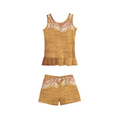 Golden Sunrise Pattern Flowers By Flipstylez Designs Kid s Boyleg Swimsuit by flipstylezfashionsLLC