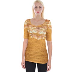 Golden Sunrise Pattern Flowers By Flipstylez Designs Wide Neckline Tee