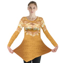 Golden Sunrise Pattern Flowers By Flipstylez Designs Long Sleeve Tunic  by flipstylezfashionsLLC