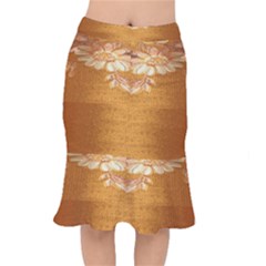 Golden Sunrise Pattern Flowers By Flipstylez Designs Mermaid Skirt by flipstylezfashionsLLC