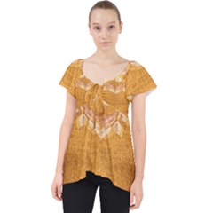 Golden Sunrise Pattern Flowers By Flipstylez Designs Lace Front Dolly Top by flipstylezfashionsLLC