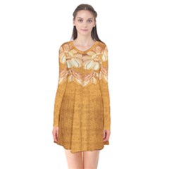 Golden Sunrise Pattern Flowers By Flipstylez Designs Long Sleeve V-neck Flare Dress by flipstylezfashionsLLC