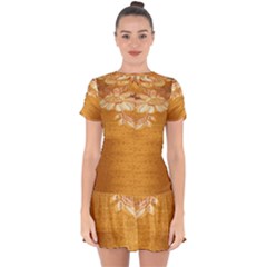 Golden Sunrise Pattern Flowers By Flipstylez Designs Drop Hem Mini Chiffon Dress