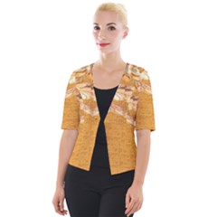 Golden Sunrise Pattern Flowers By Flipstylez Designs Cropped Button Cardigan