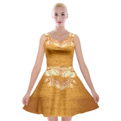 Golden Sunrise Pattern Flowers By Flipstylez Designs Velvet Skater Dress