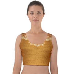 Golden Sunrise Pattern Flowers By Flipstylez Designs Velvet Crop Top