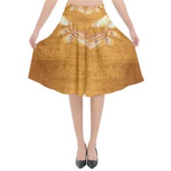 Golden Sunrise Pattern Flowers By Flipstylez Designs Flared Midi Skirt by flipstylezfashionsLLC