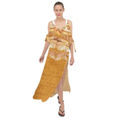 Golden Sunrise Pattern Flowers By Flipstylez Designs Maxi Chiffon Cover Up Dress by flipstylezfashionsLLC