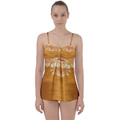 Golden Sunrise Pattern Flowers By Flipstylez Designs Babydoll Tankini Set by flipstylezfashionsLLC