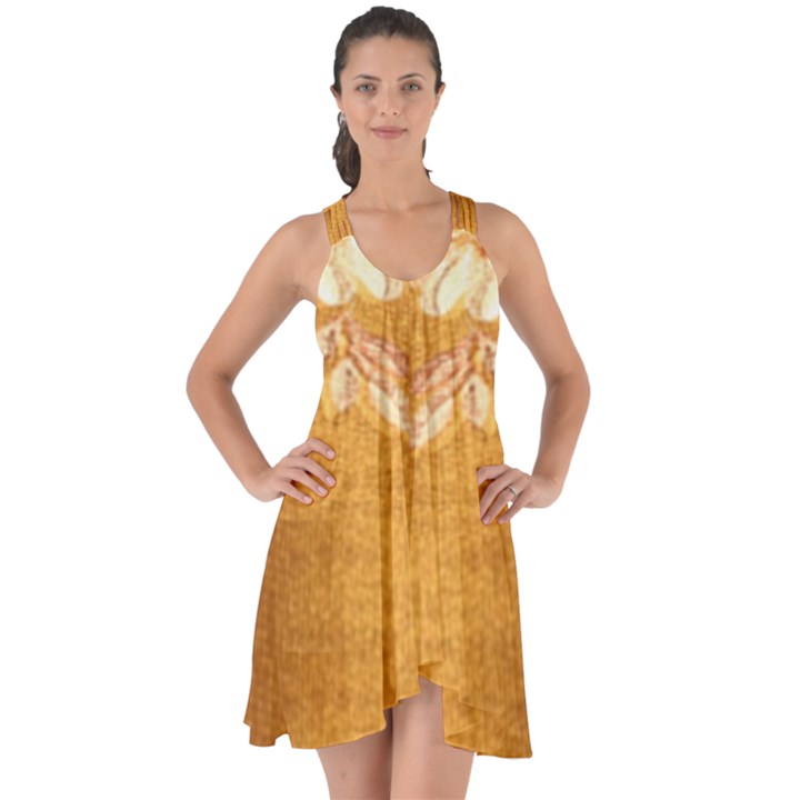 Golden sunrise pattern flowers By FlipStylez Designs Show Some Back Chiffon Dress