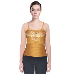 Golden Sunrise Pattern Flowers By Flipstylez Designs Velvet Spaghetti Strap Top