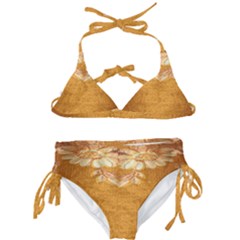 Golden Sunrise Pattern Flowers By Flipstylez Designs Kids  Classic Bikini Set