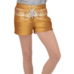 Golden Sunrise Pattern Flowers By Flipstylez Designs Women s Velour Lounge Shorts by flipstylezfashionsLLC