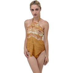 Golden Sunrise Pattern Flowers By Flipstylez Designs Go With The Flow One Piece Swimsuit by flipstylezfashionsLLC