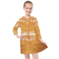 Golden Sunrise Pattern Flowers By Flipstylez Designs Kids  Quarter Sleeve Shirt Dress by flipstylezfashionsLLC