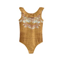 Golden Sunrise Pattern Flowers By Flipstylez Designs Kids  Frill Swimsuit