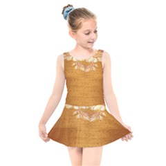 Golden Sunrise Pattern Flowers By Flipstylez Designs Kids  Skater Dress Swimsuit