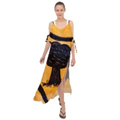 Ceramic Tree Smudge Maxi Chiffon Cover Up Dress