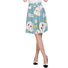 Cute Kawaii Popcorn Pattern A-line Skirt by Valentinaart