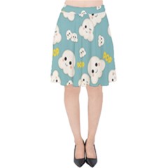 Cute Kawaii Popcorn Pattern Velvet High Waist Skirt by Valentinaart