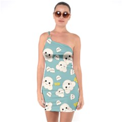 Cute Kawaii Popcorn Pattern One Soulder Bodycon Dress by Valentinaart