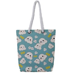 Cute Kawaii Popcorn Pattern Full Print Rope Handle Tote (small)