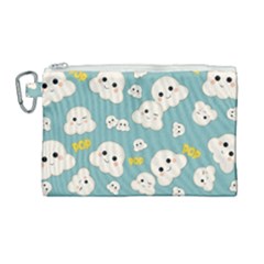 Cute Kawaii Popcorn Pattern Canvas Cosmetic Bag (large)