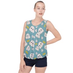 Cute Kawaii Popcorn Pattern Bubble Hem Chiffon Tank Top